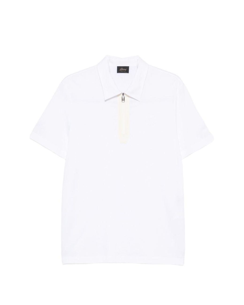 Brioni White Cotton Polo Shirt for men