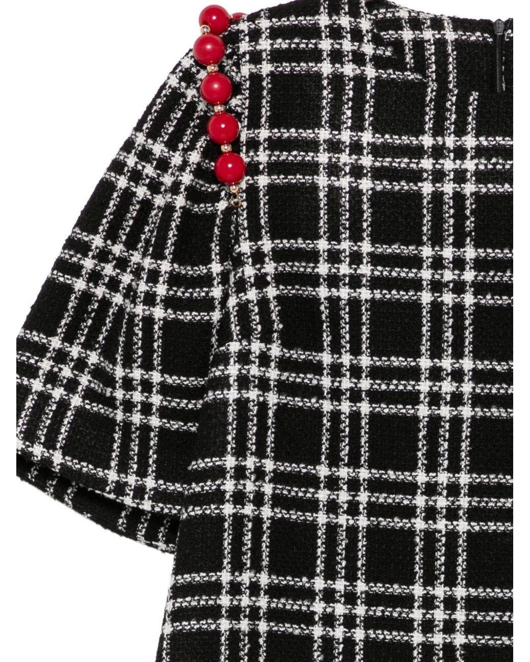 ALESSANDRO ENRIQUEZ Black Checked Short Dress