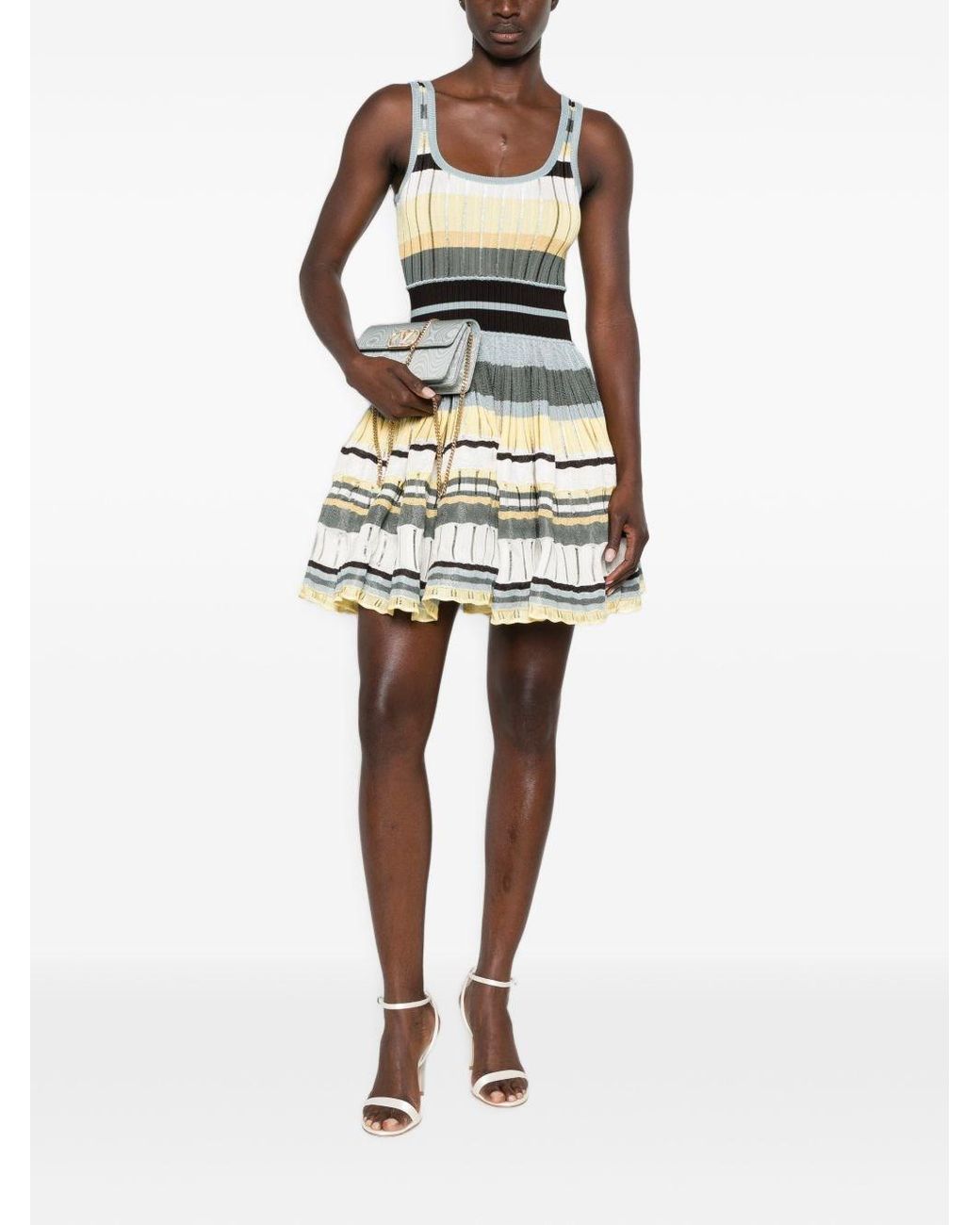 Alaïa White Striped Mini Dress