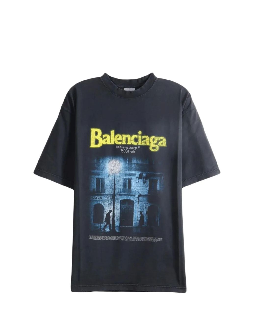 Balenciaga Blue Printed T-Shirt for men