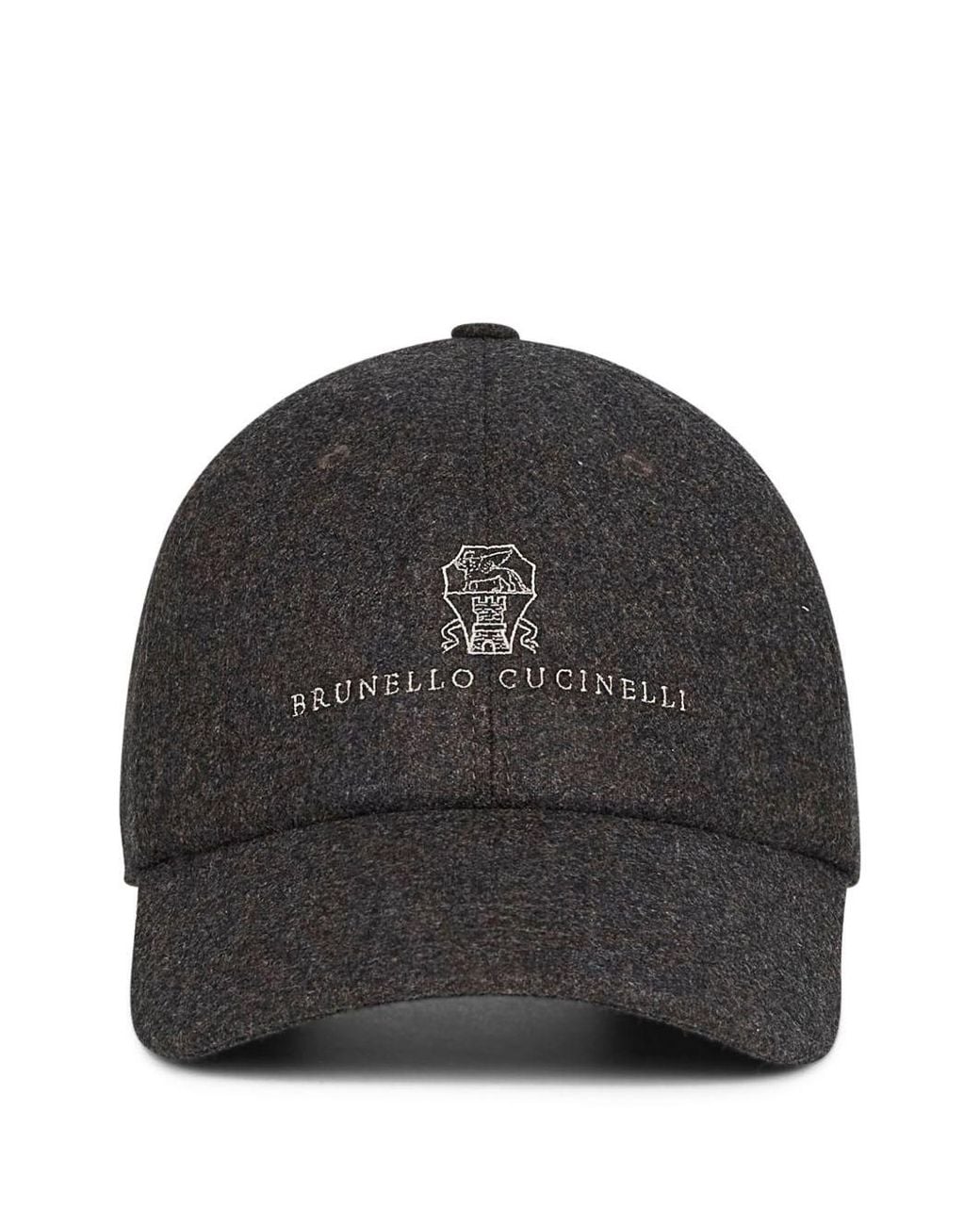 Brunello Cucinelli Black Wool Baseball Cap for men