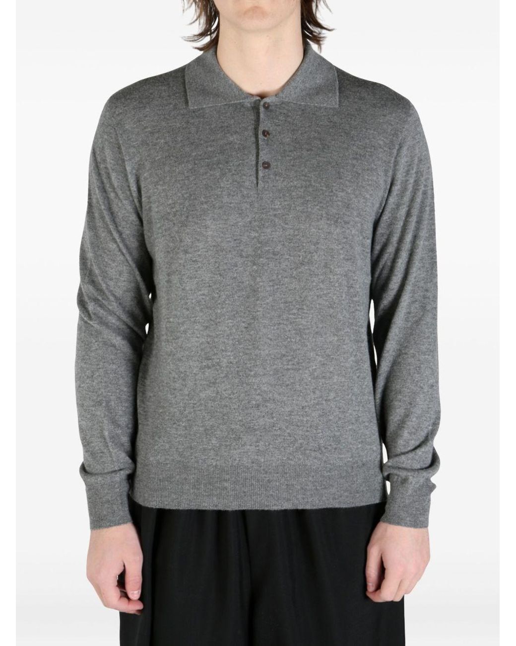 The Row Gray Cashmere Polo Shirt for men