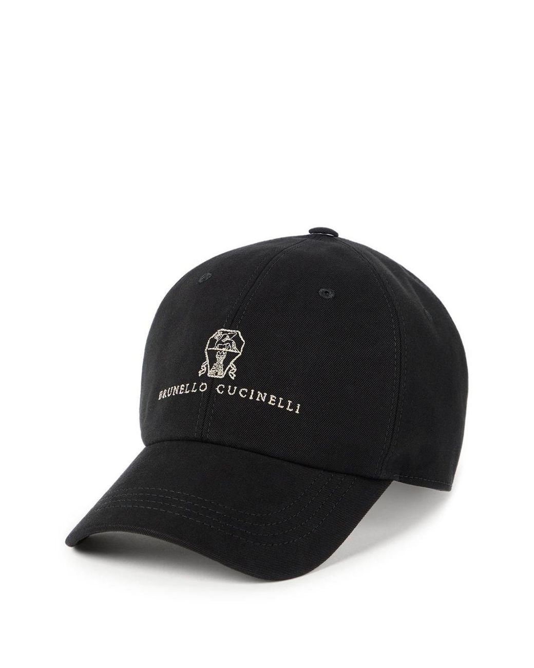 Brunello Cucinelli Black Logo Baseball Cap for men