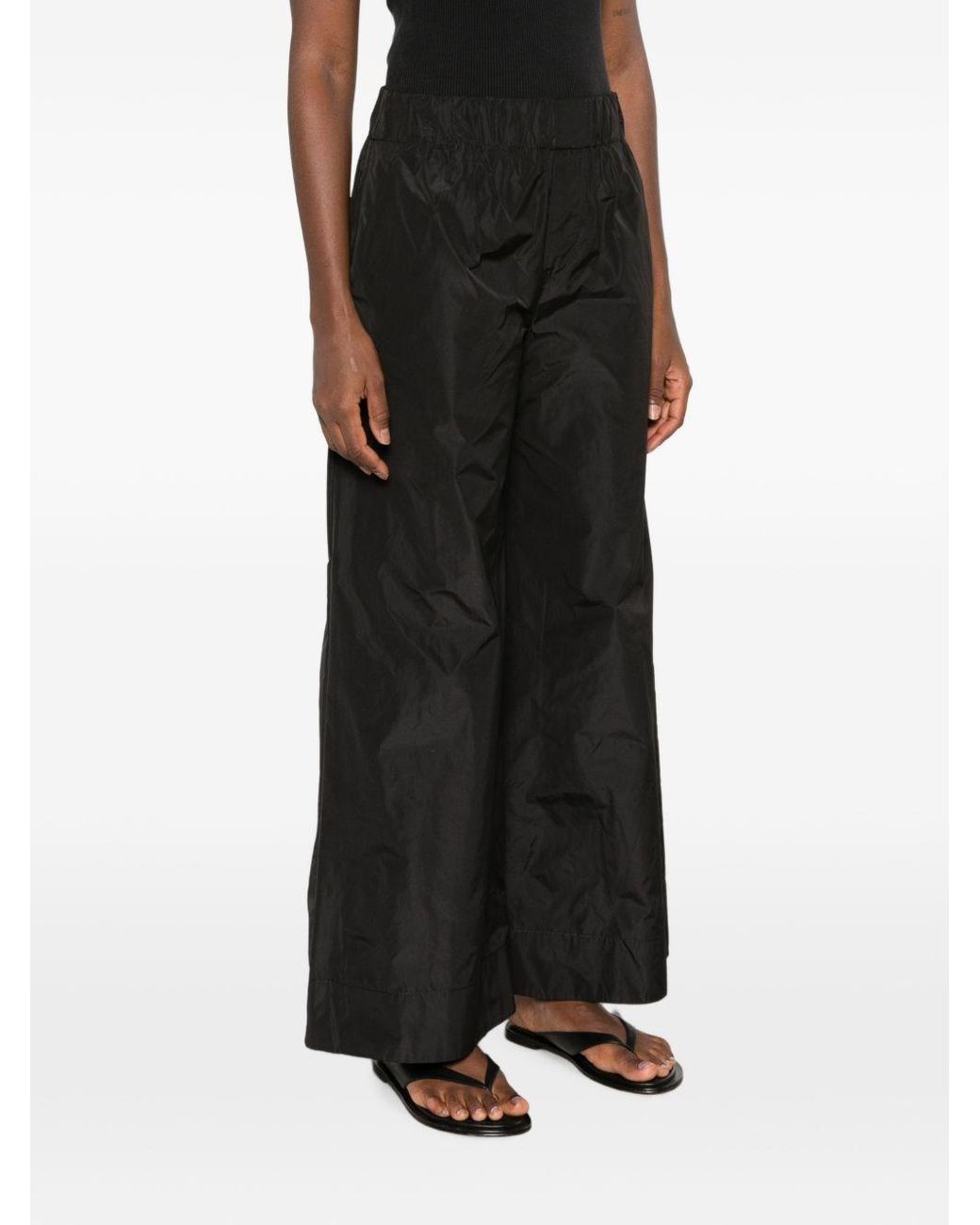 Susanne Bommer Black Taffetas Wide-Leg Trousers