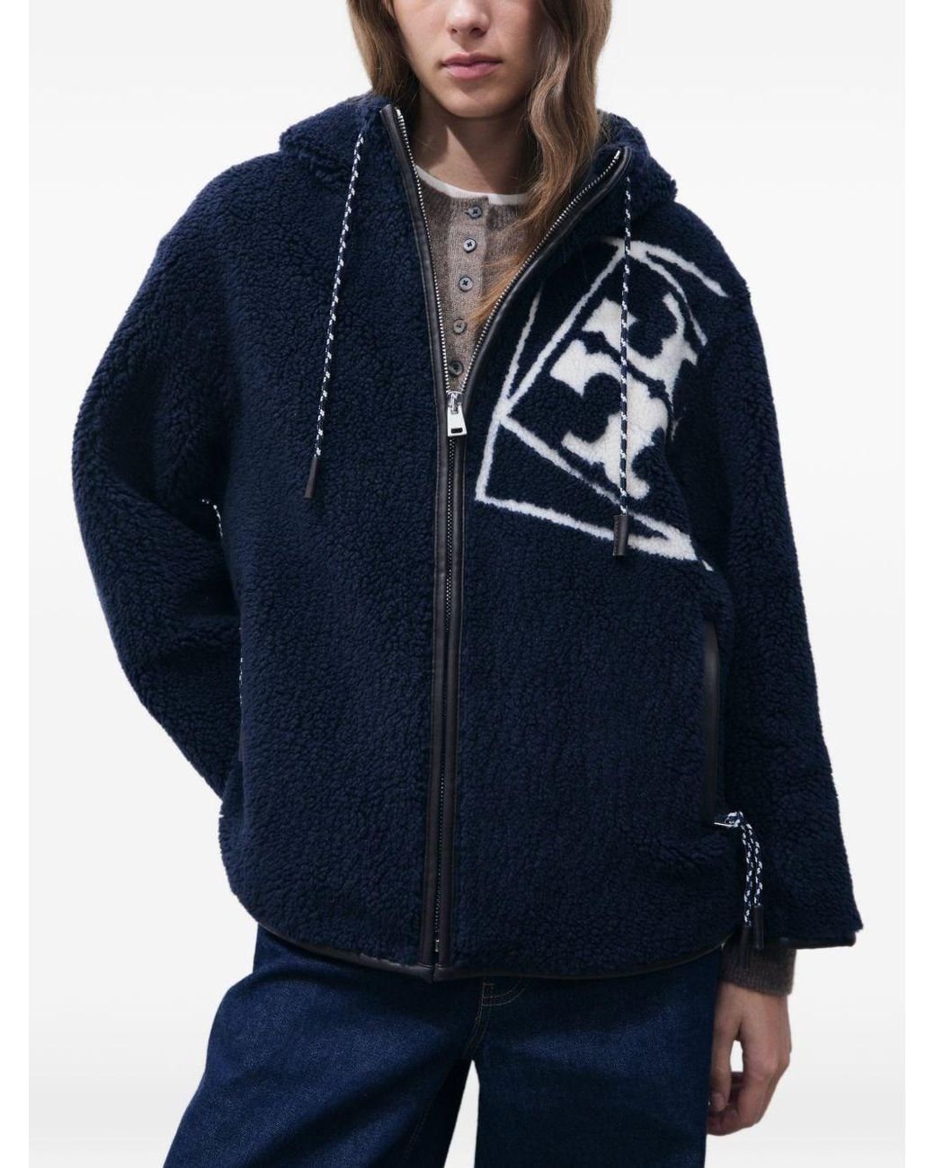 Tory Burch Blue Logo Fleece Jacket