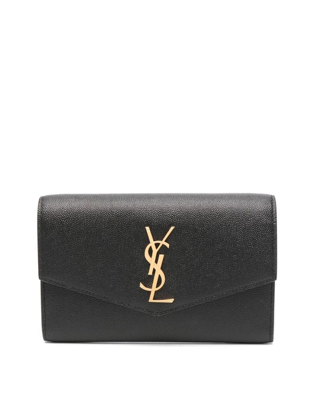Saint Laurent Black Uptown Leather Wallet On Chain