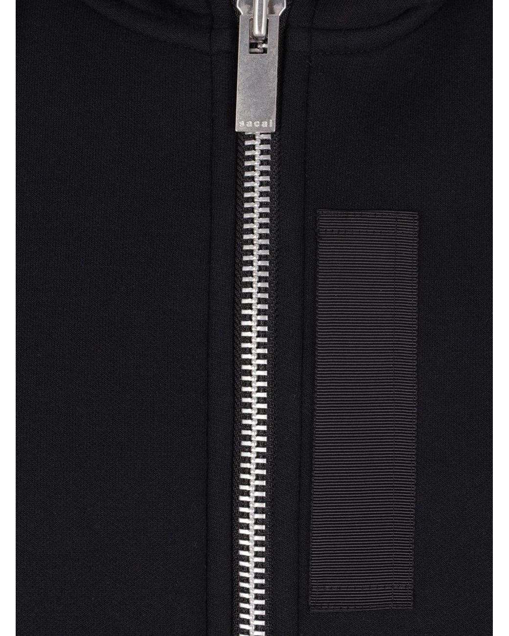 Sacai Blue Nylon And Cotton Hoodie