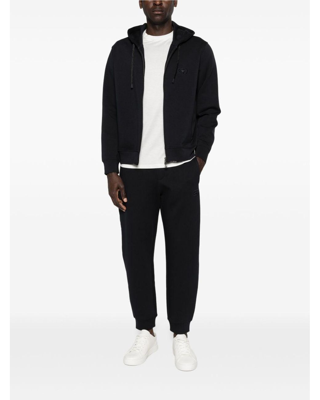 Emporio Armani Black Logo Cotton Hoodie for men