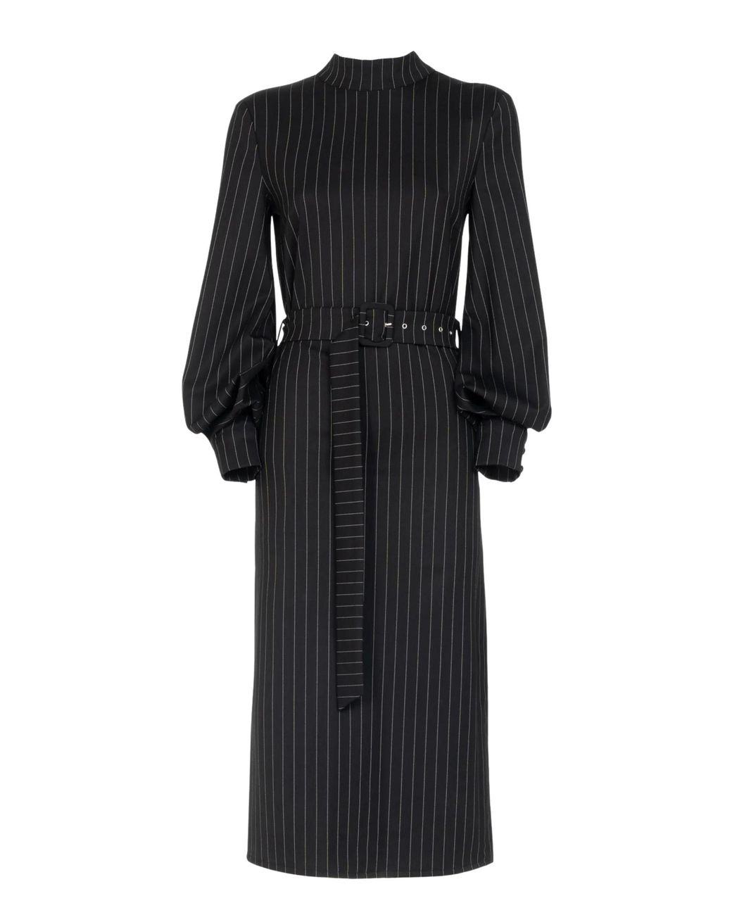 LES FILLES D'EVA Black Pinstripe Wool Dress