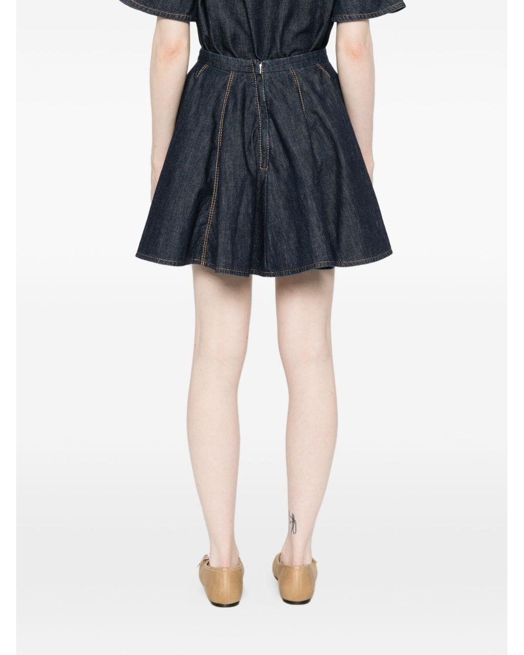 Susanne Bommer Blue Cotton Mini Skirt