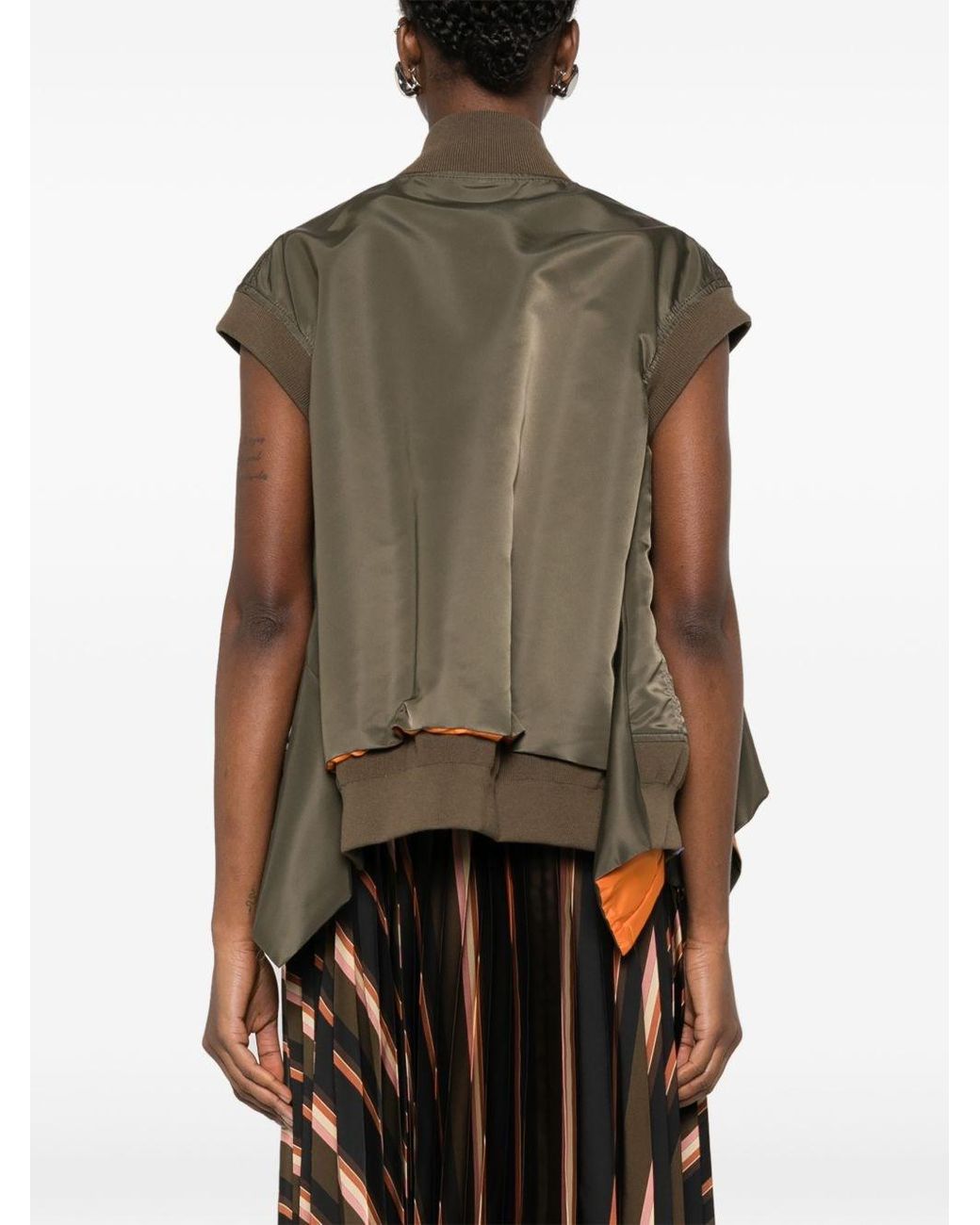 Sacai Brown Nylon Zipped Vest