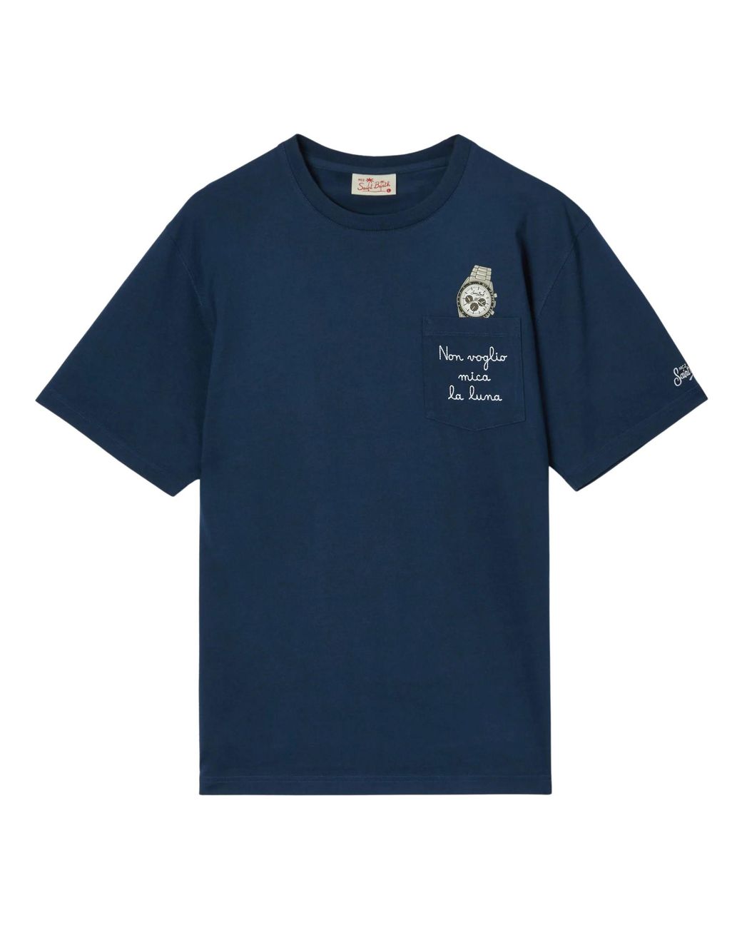 Mc2 Saint Barth Blue T-Shirt With Embroidery for men
