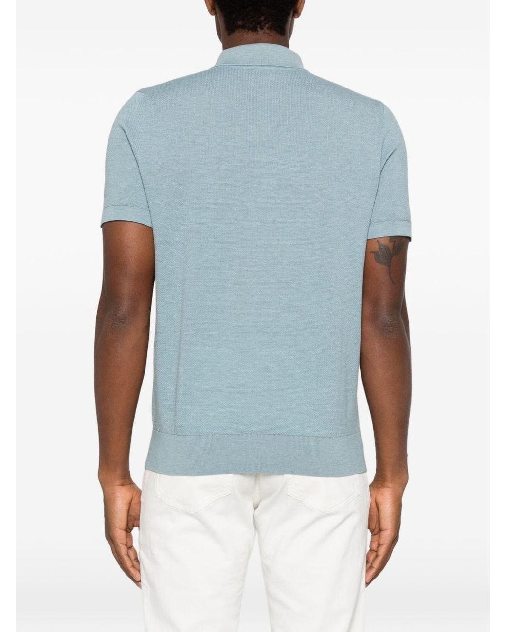 Brioni Blue Cotton Polo Shirt for men