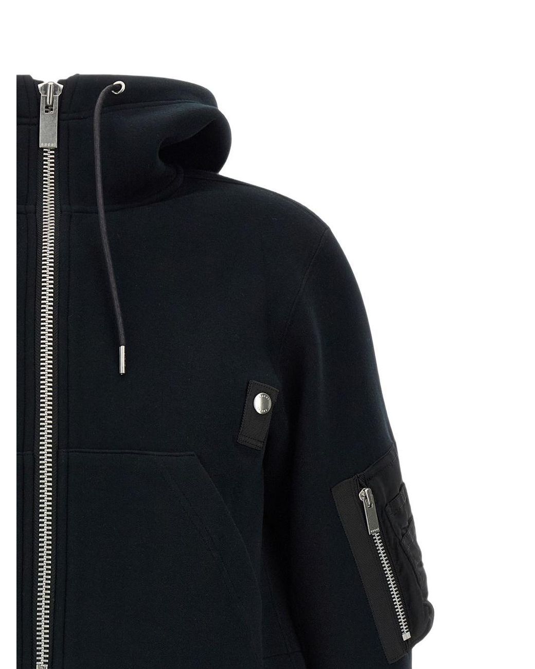 Sacai Black Cotton Blend Hoodie