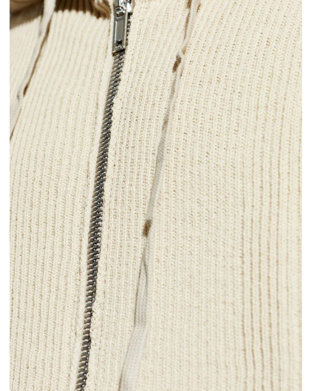 Rick Owens Natural Wool Zip-Up Sweatshirt for men