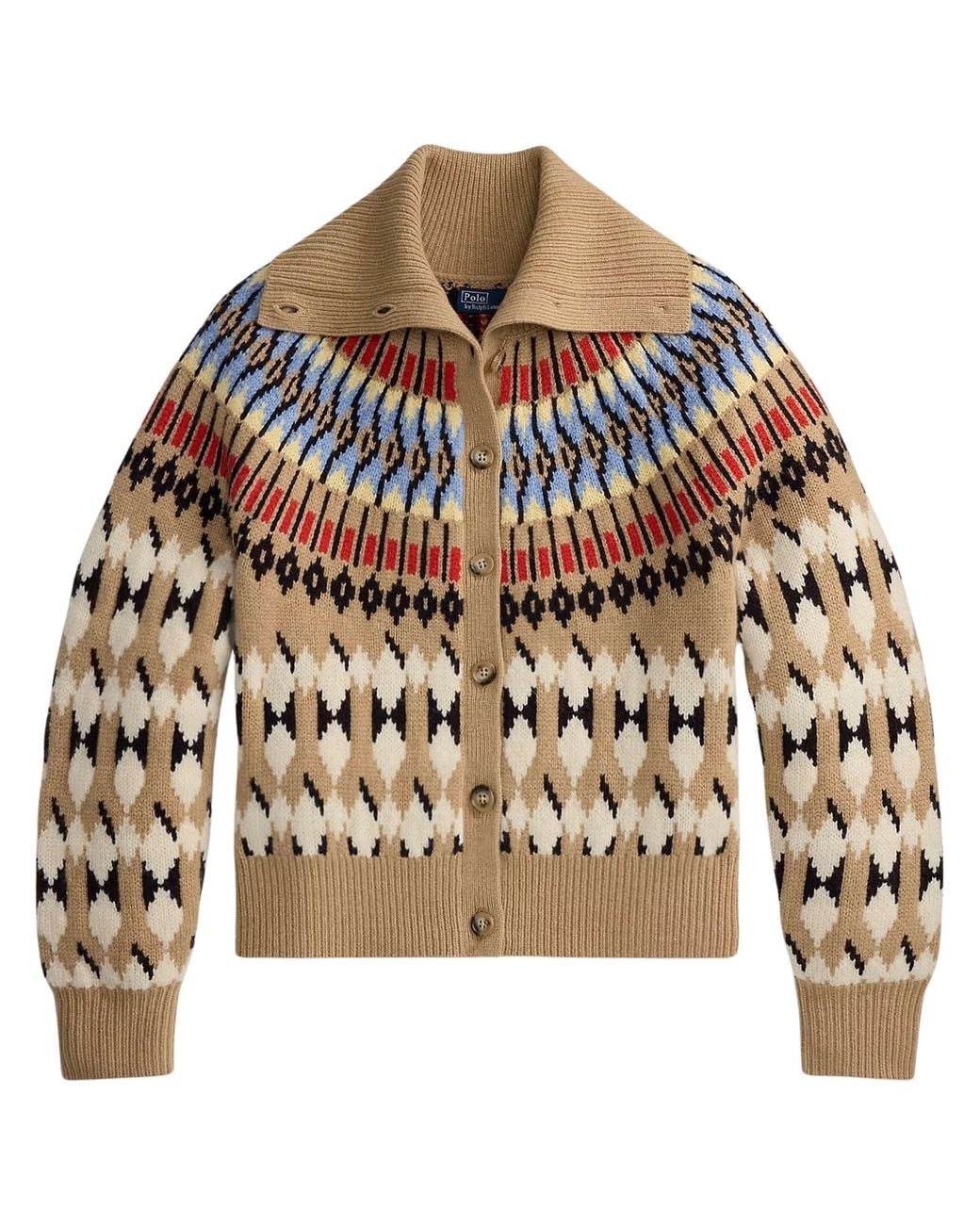 Polo Ralph Lauren Natural Geo-Motif Wool-Cashmere Cardigan