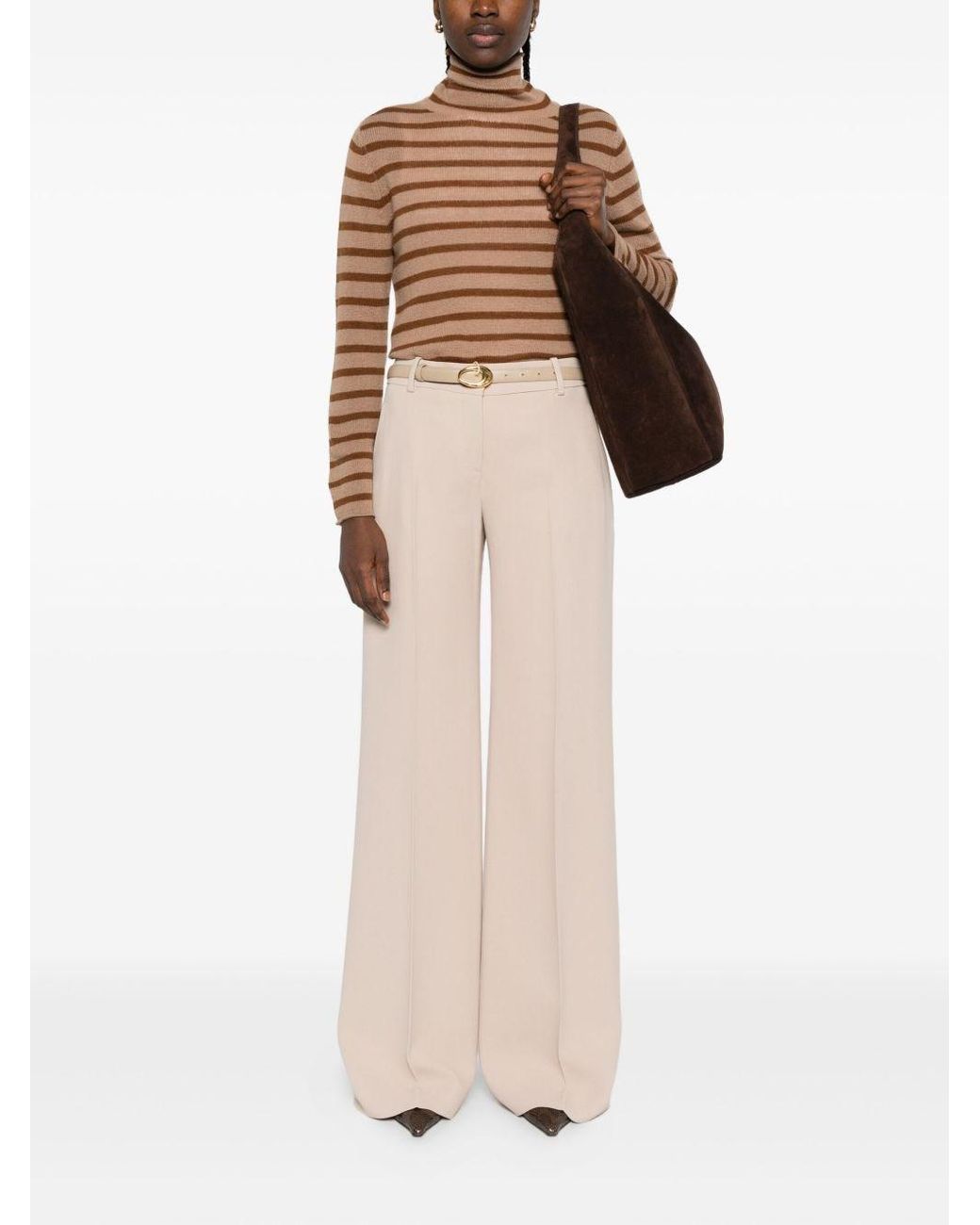 Be You Brown Striped Cashmere Sweater