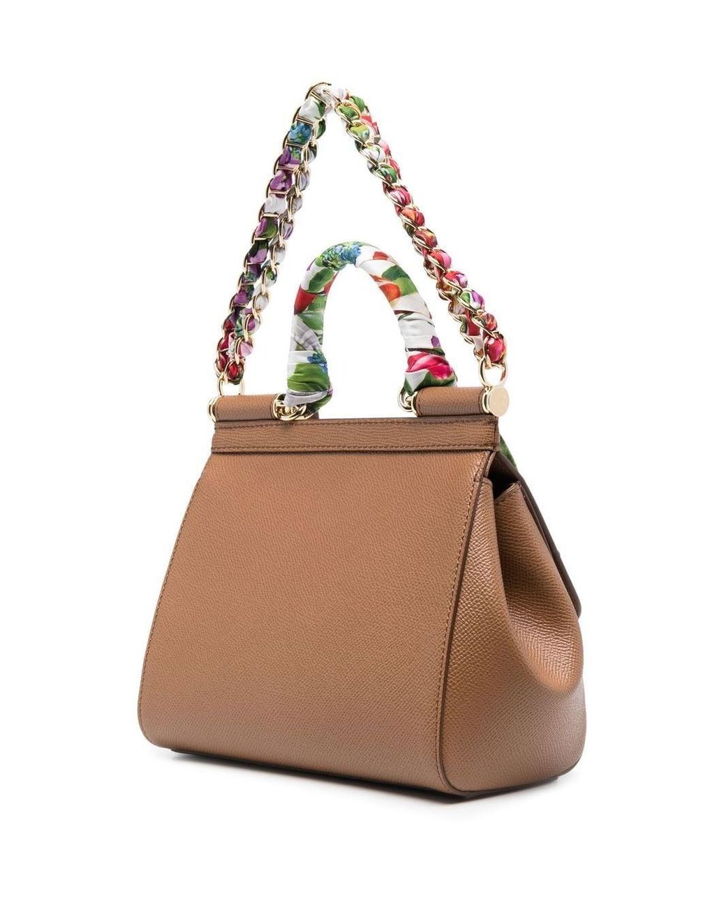 Dolce & Gabbana Sicily Scarf-detail Top-handle Bag in Natural | Lyst Dolce & Gabbana Sicily Scarf-detail Top-handle Bag in Natural | Lyst