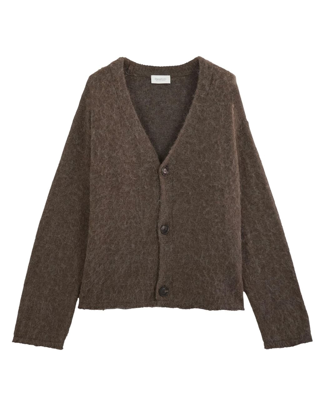 Diana Studio Brown Alpaca Blend Cardigan With Raw Cut Edges for men