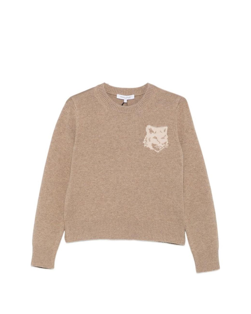 Maison Kitsuné Natural Fox Head Wool Crewneck Jumper