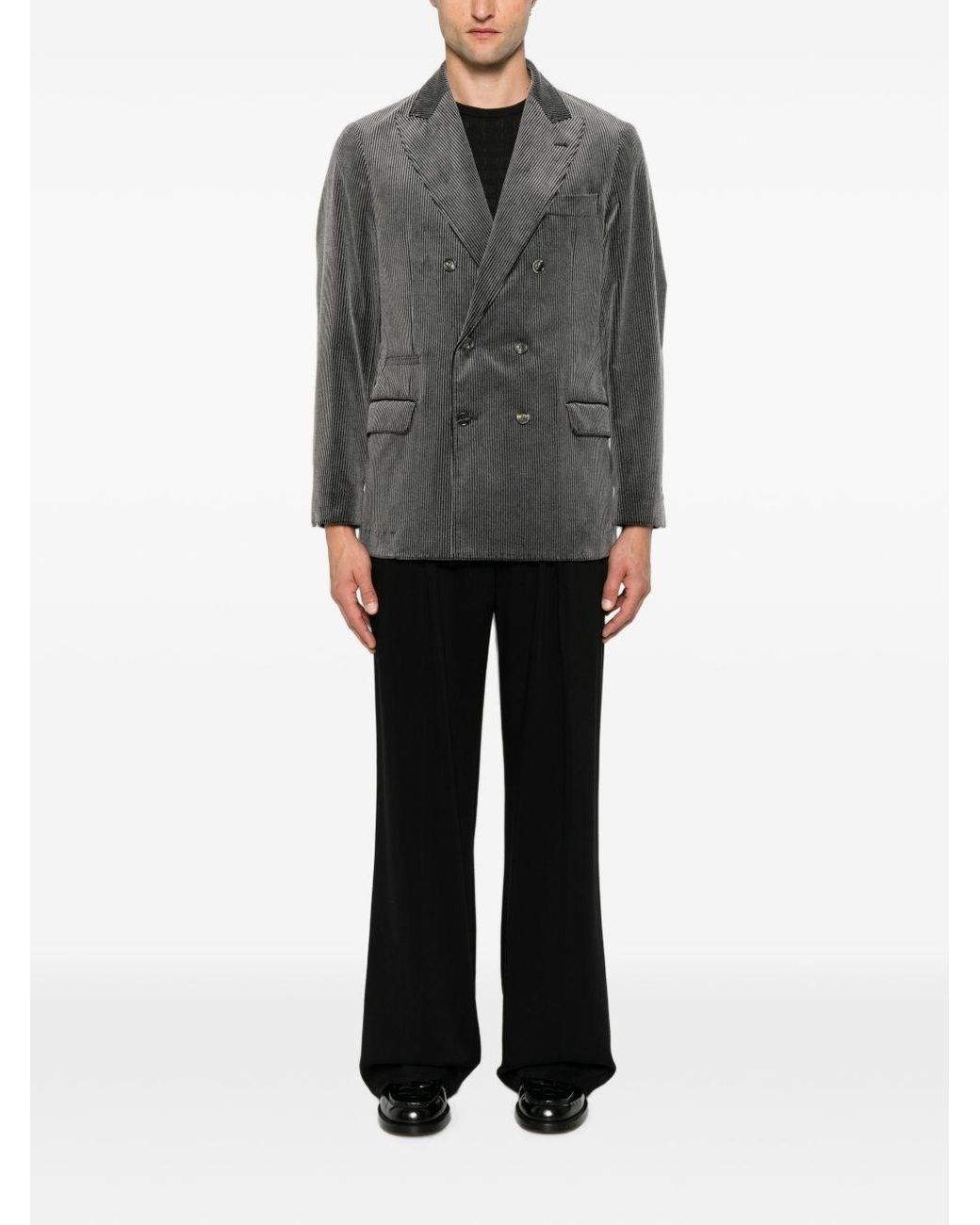 Brunello Cucinelli Gray Cotton Double-Breasted Jacket for men