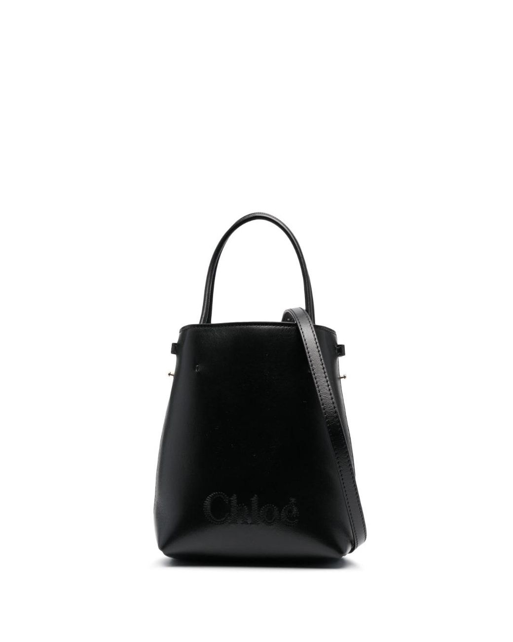 Chloé Sense Leather Bucket Bag in Black | Lyst