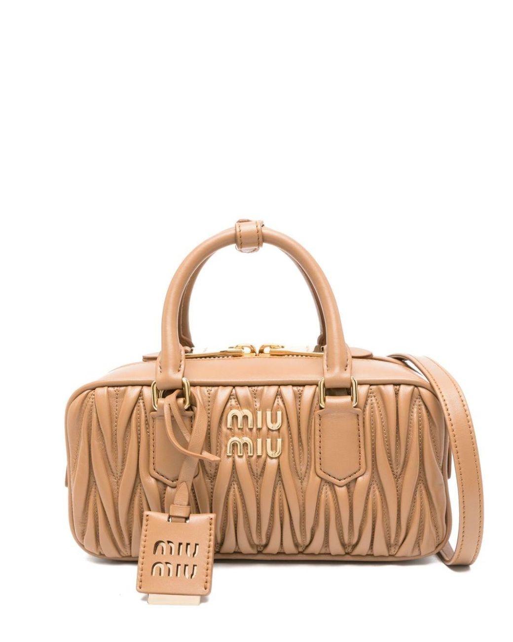 Miu Miu Natural Arcadie Leather Handbag