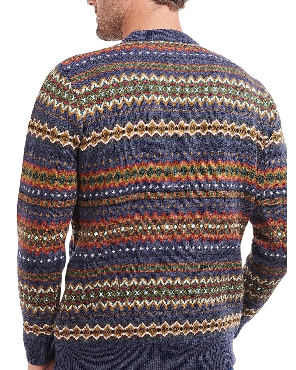 Barbour Gray Round Neck Wool Sweater for men