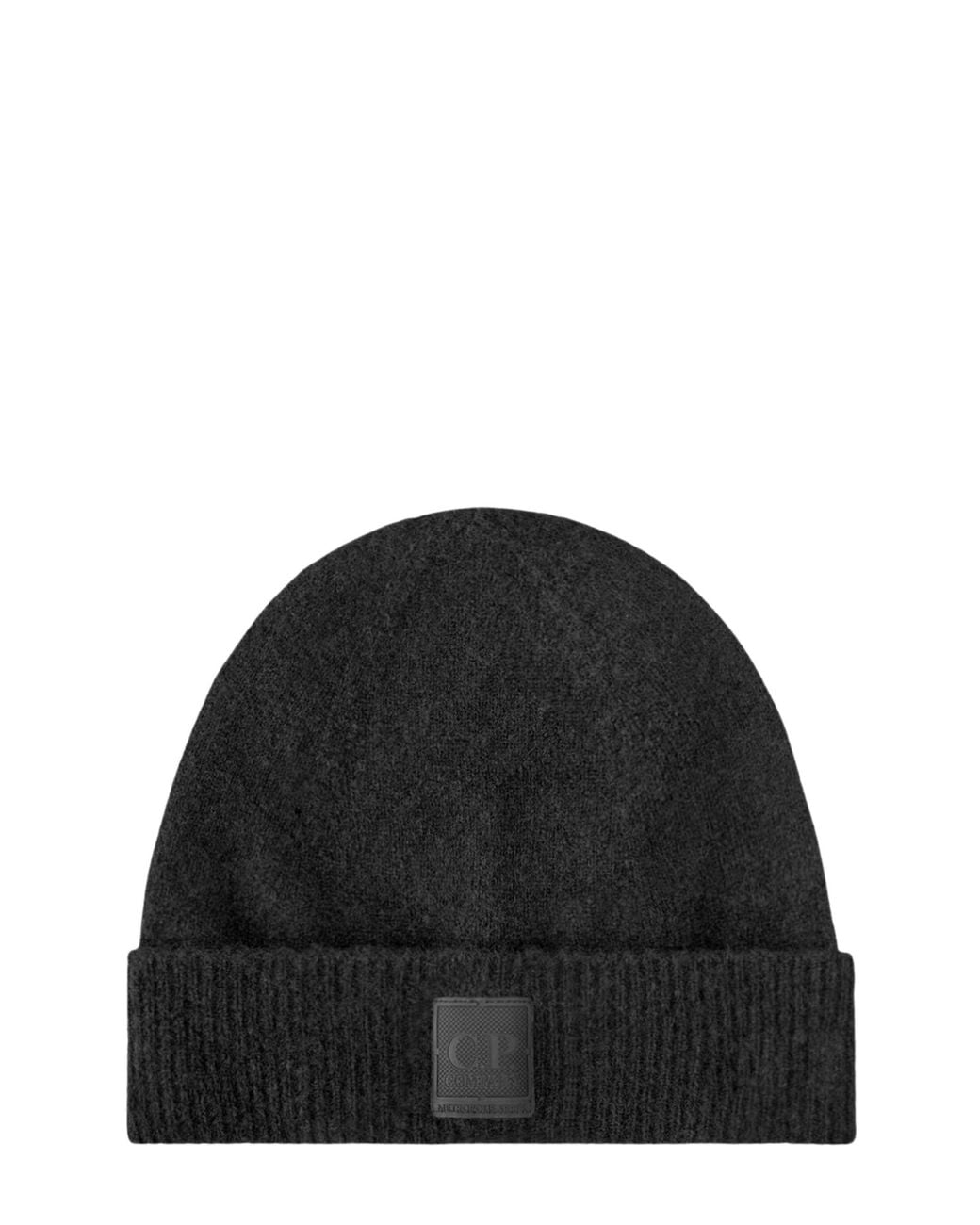 C P Company Black Metropolis Series Bouclè Extrafine Merino Beanie for men