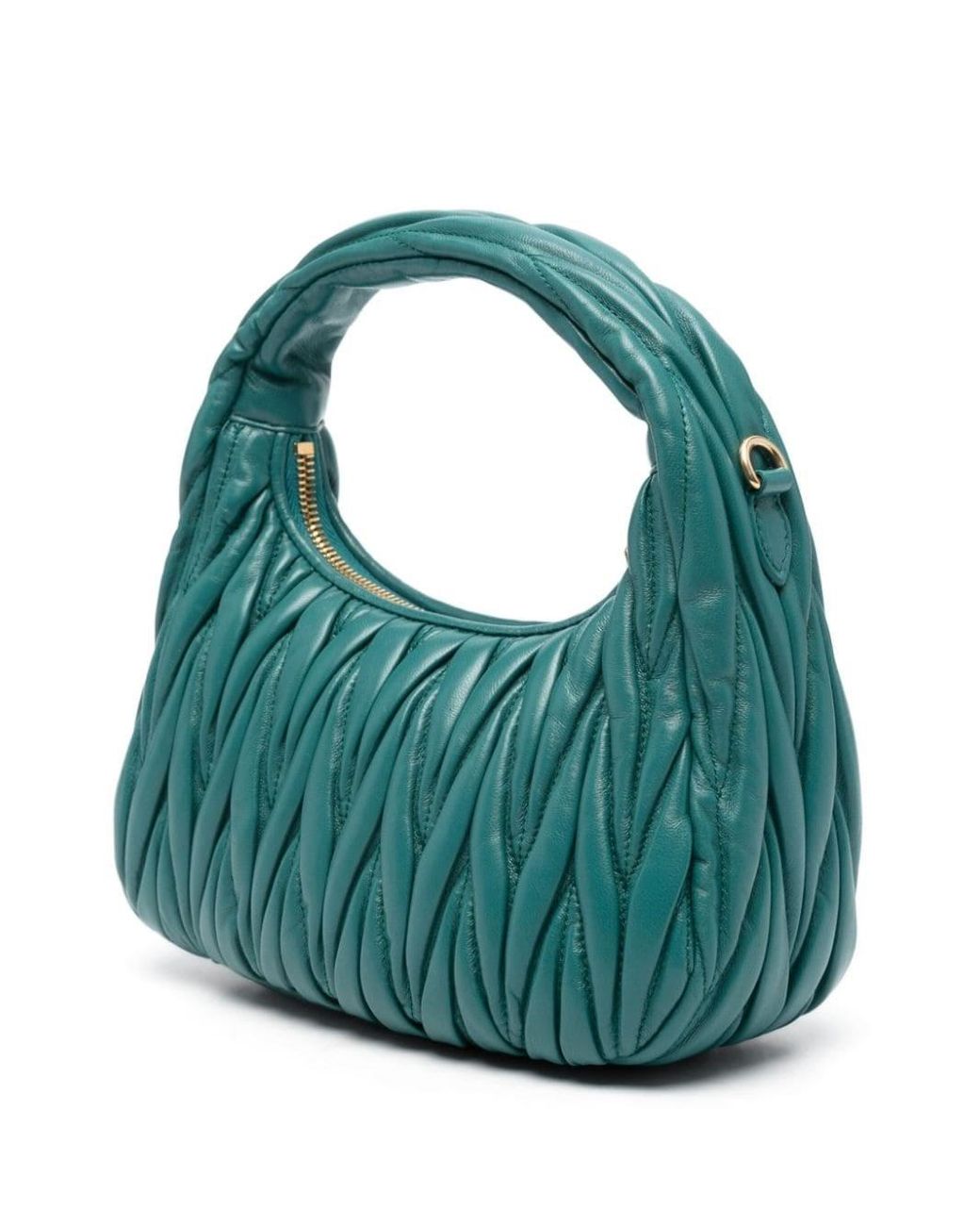 Miu Miu Green Wander Leather Hobo Bag