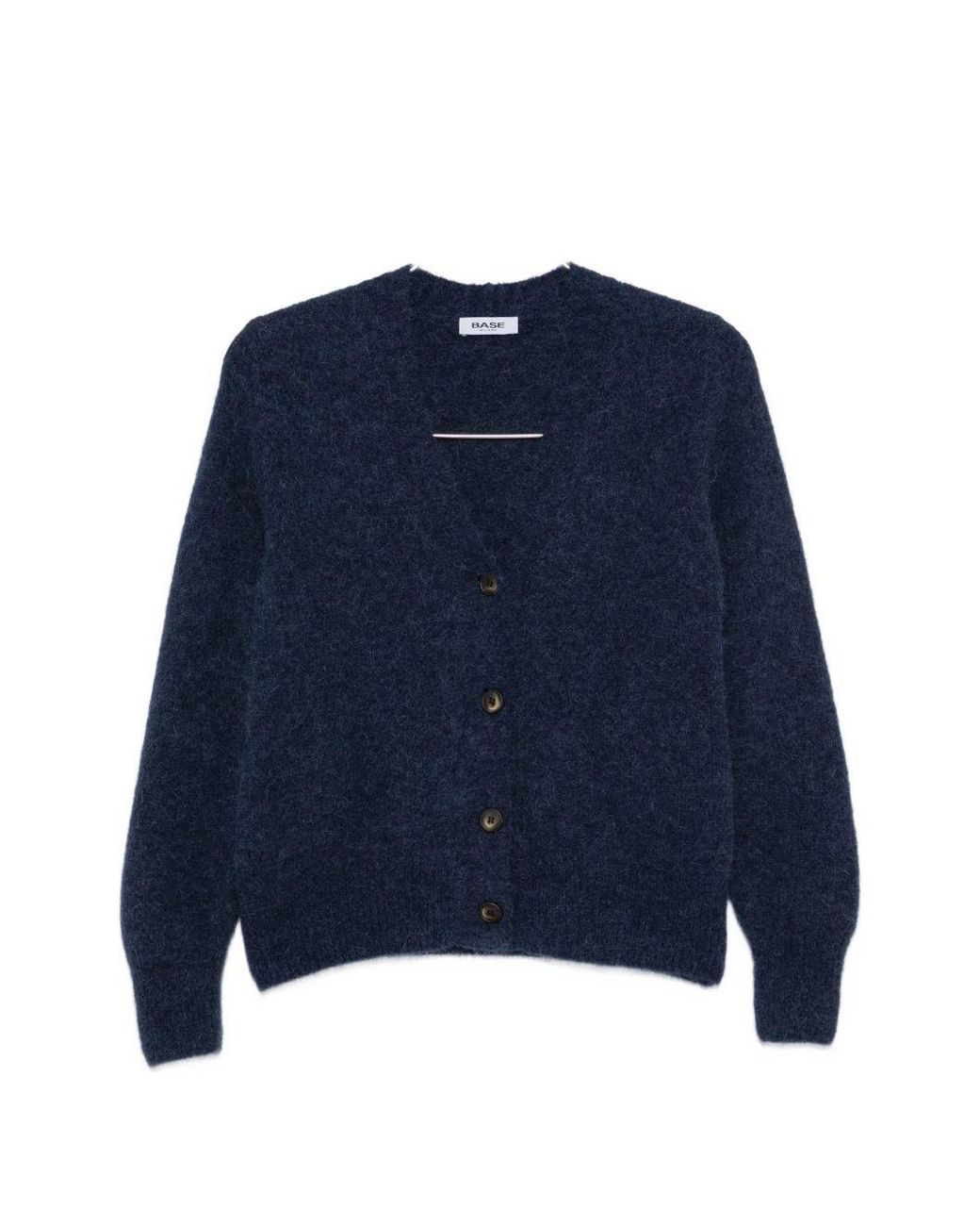 Base London Blue Wool V-Necked Cardigan