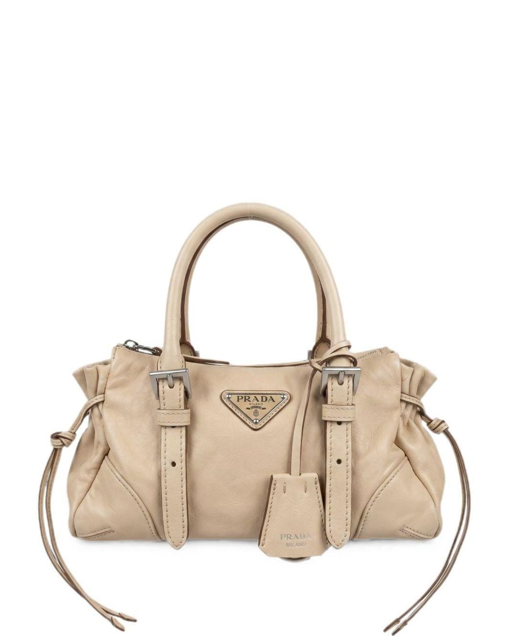 Prada Natural Karin Small Leather Handbag