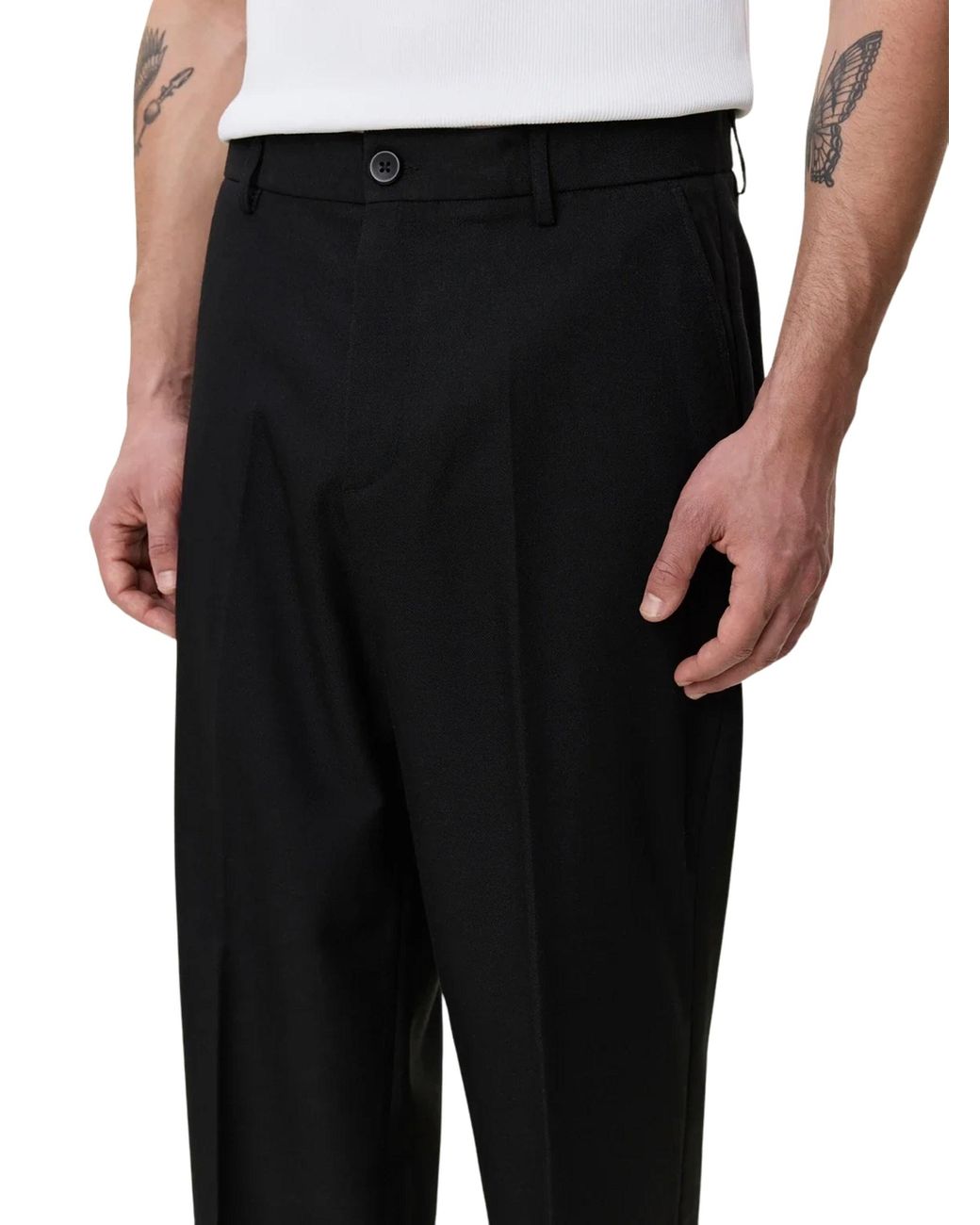 Les Deux Black Brushed Twill Tailored Pants for men