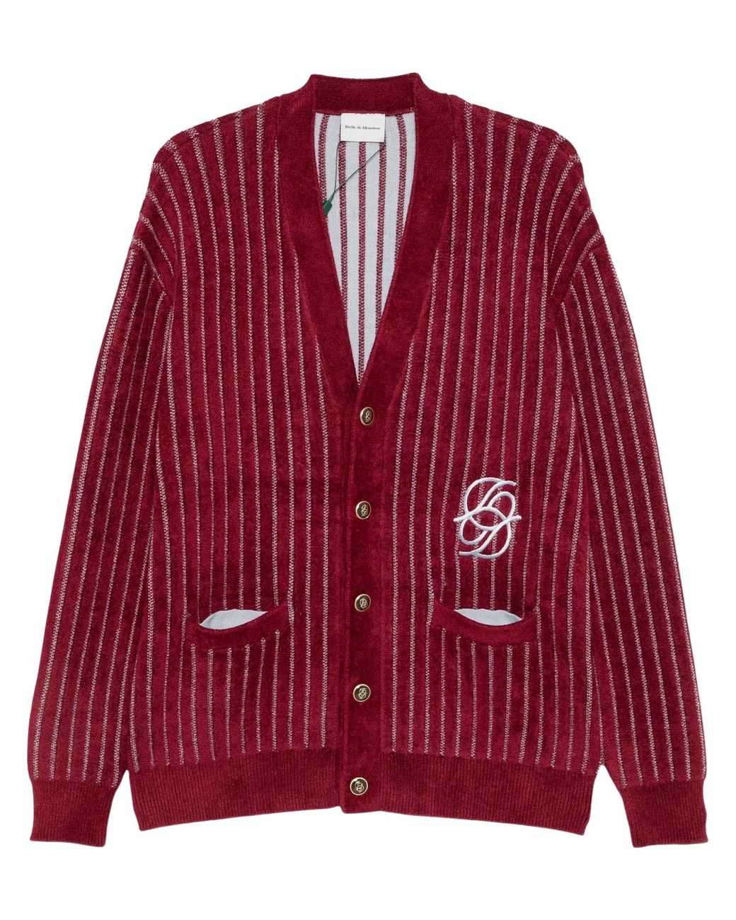 Drole de Monsieur Red Mirror Monogram Cardigan for men