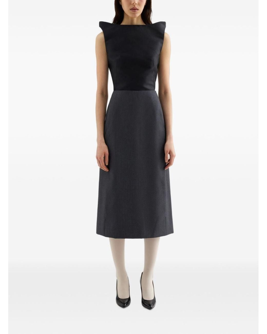 Jil Sander Gray Wool Long Skirt