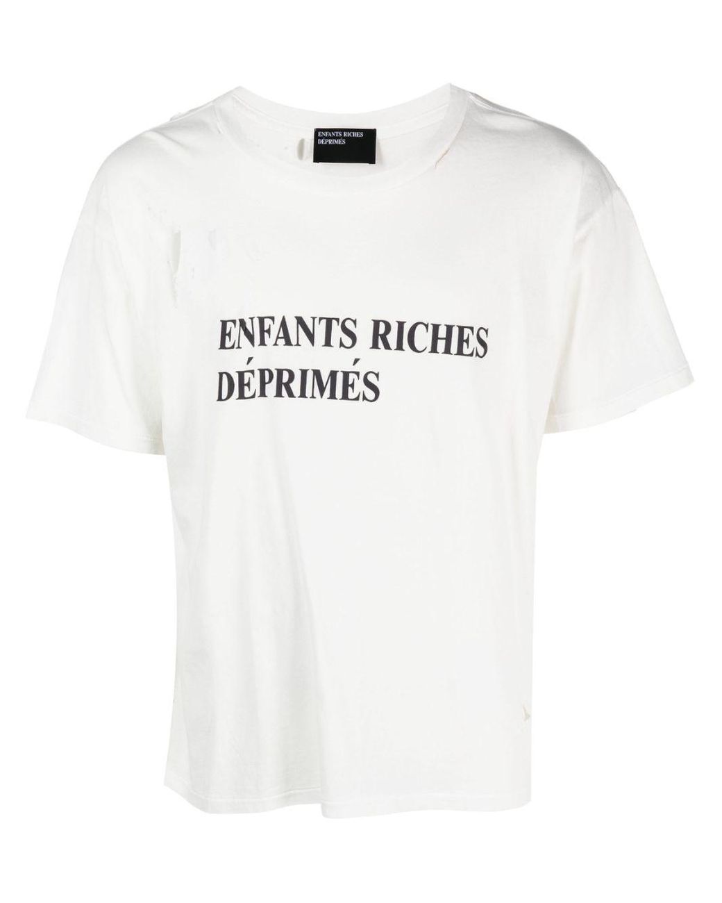 Enfants Riches Deprimes Logo-print Ripped-detailing T-shirt in White ...
