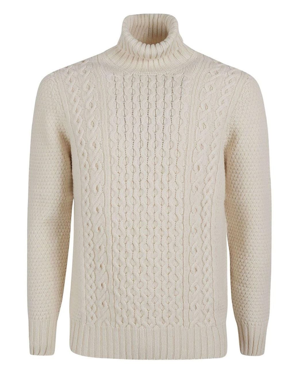 Drumohr White Long-Sleeve Turtleneck Sweater for men