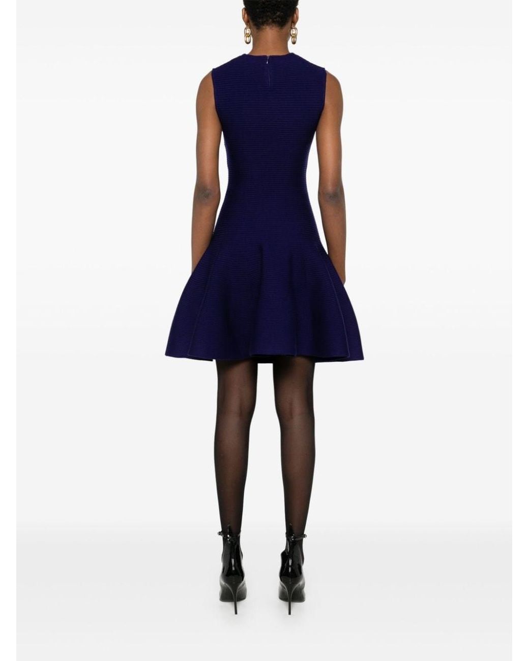 Alaïa Blue Wool Knitted Skater Dress