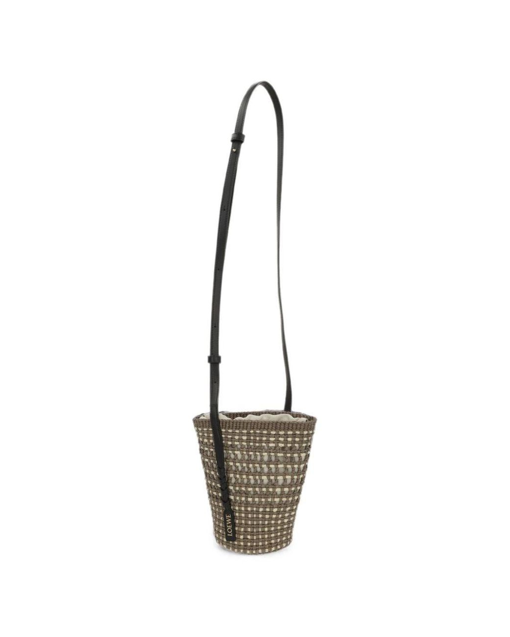 Loewe White Braid Rafia Bucket Bag