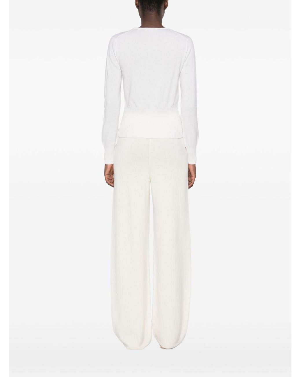 Max Mara White Wool Crewneck Sweater