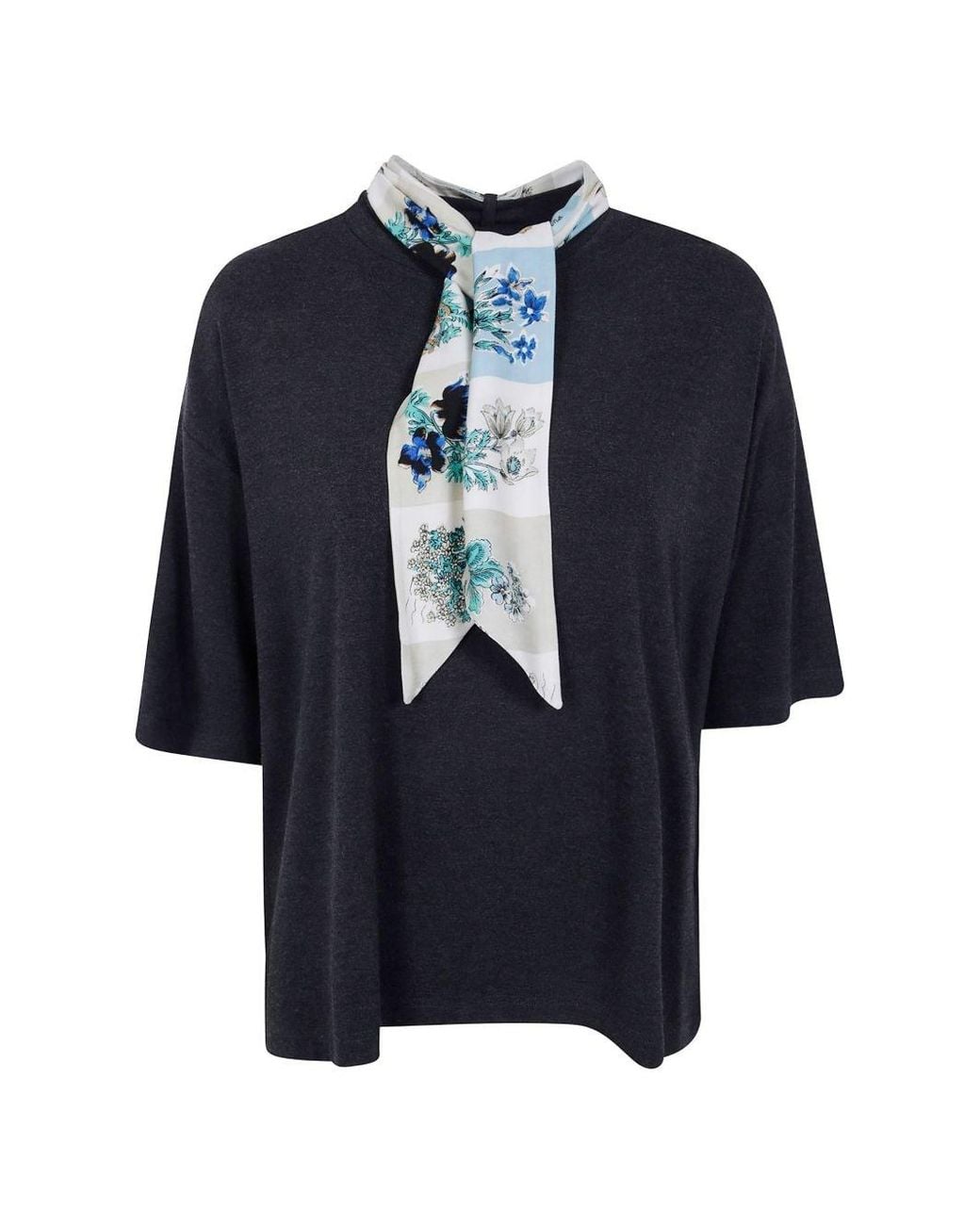 Paul Smith Blue Scarfed Cotton T-Shirt