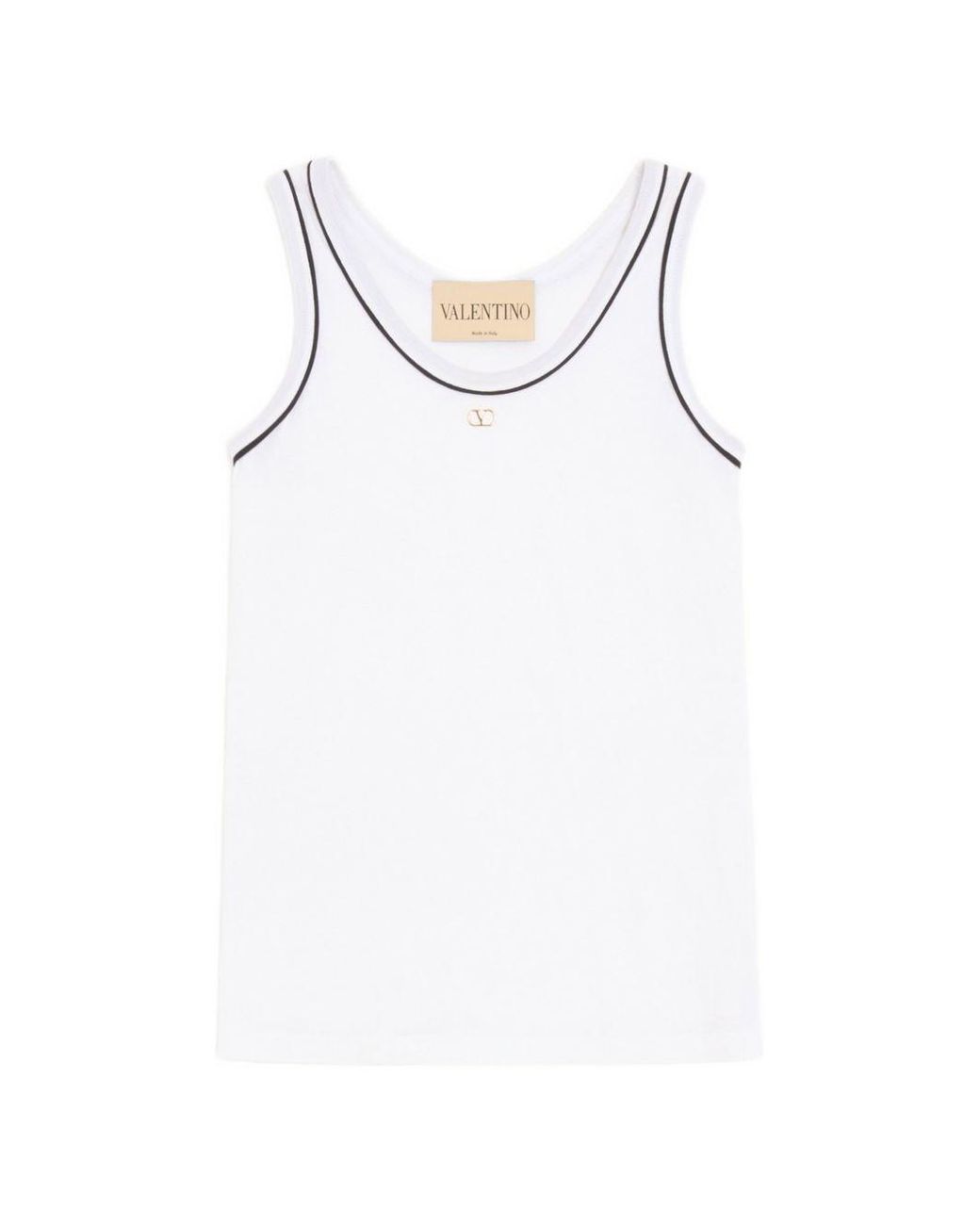 Valentino White Logo Cotton Tank Top