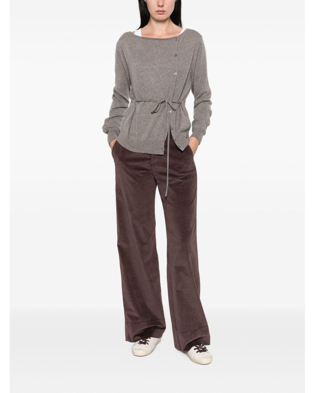 White Sand Purple Cotton Trousers