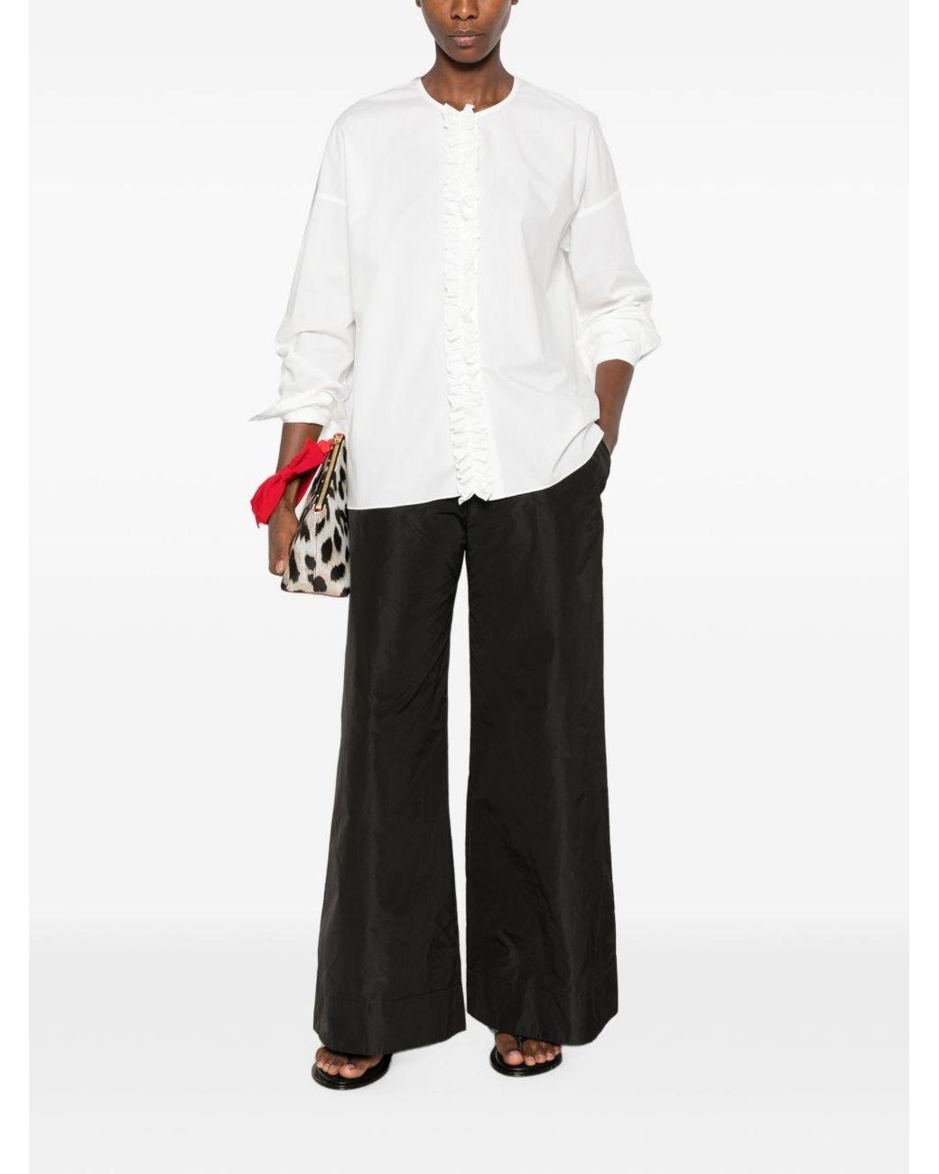 Susanne Bommer Black Taffetas Wide-Leg Trousers