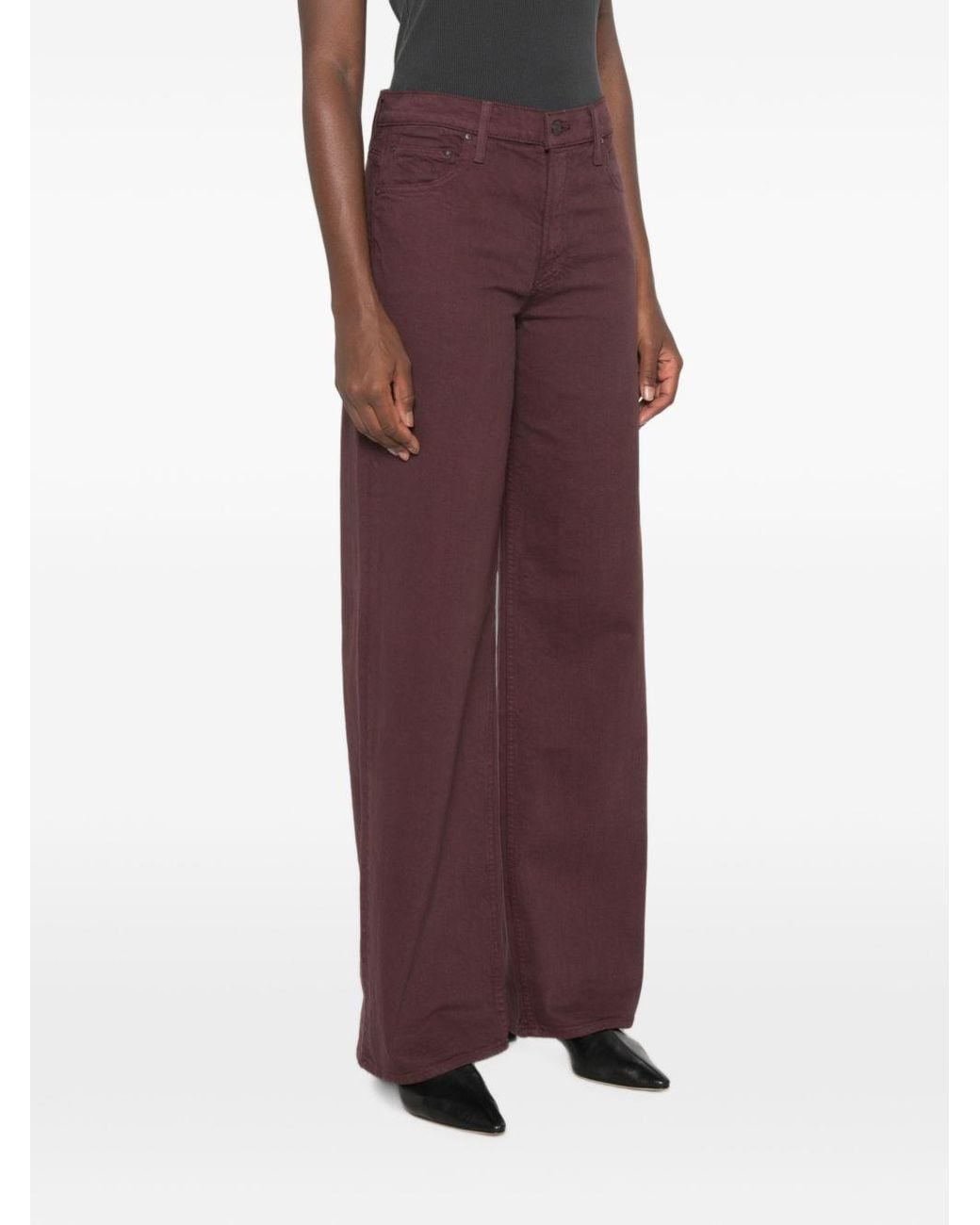 Mother Purple Wide-Leg Denim Jeans