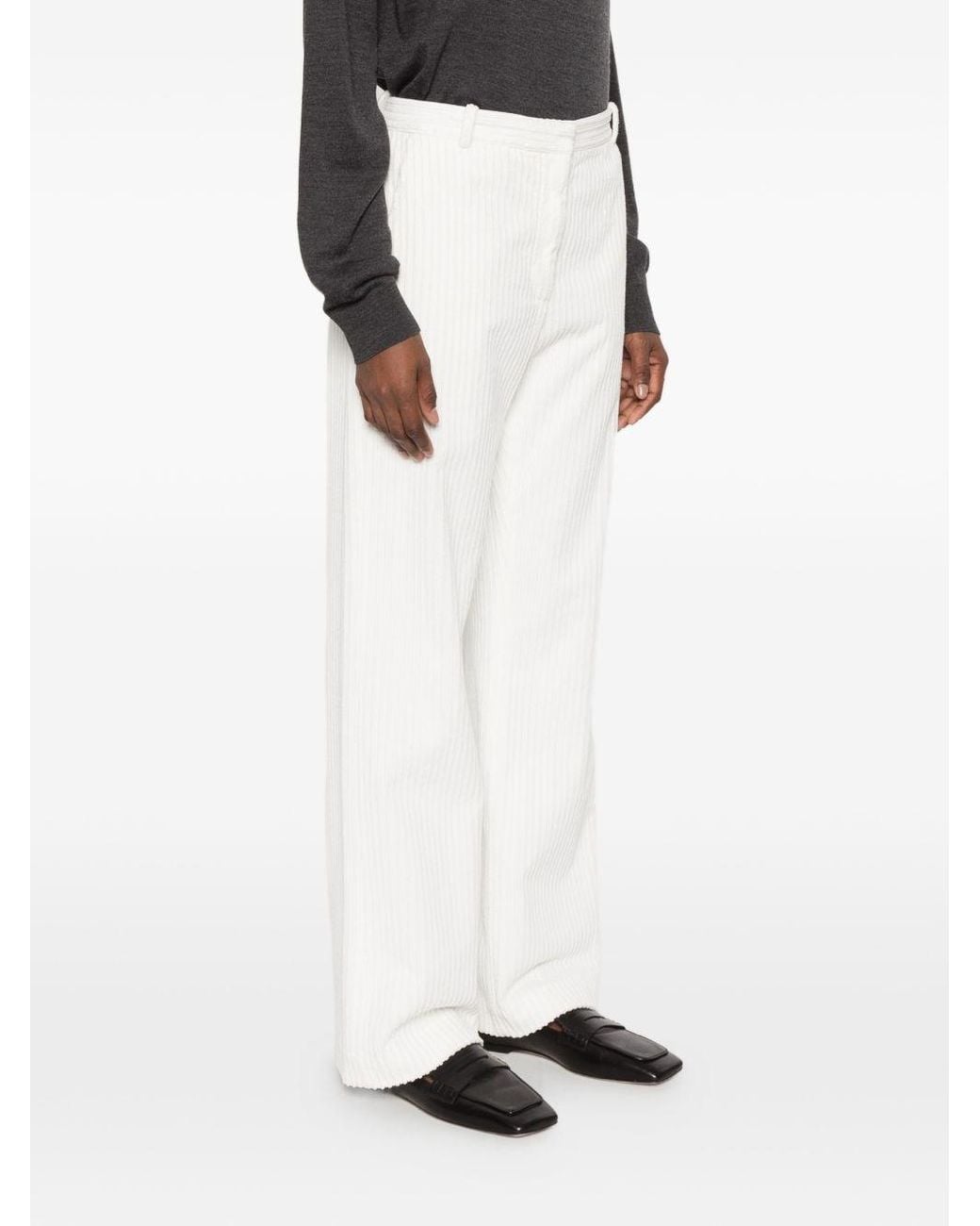 The Row White Kenton Cotton Trousers