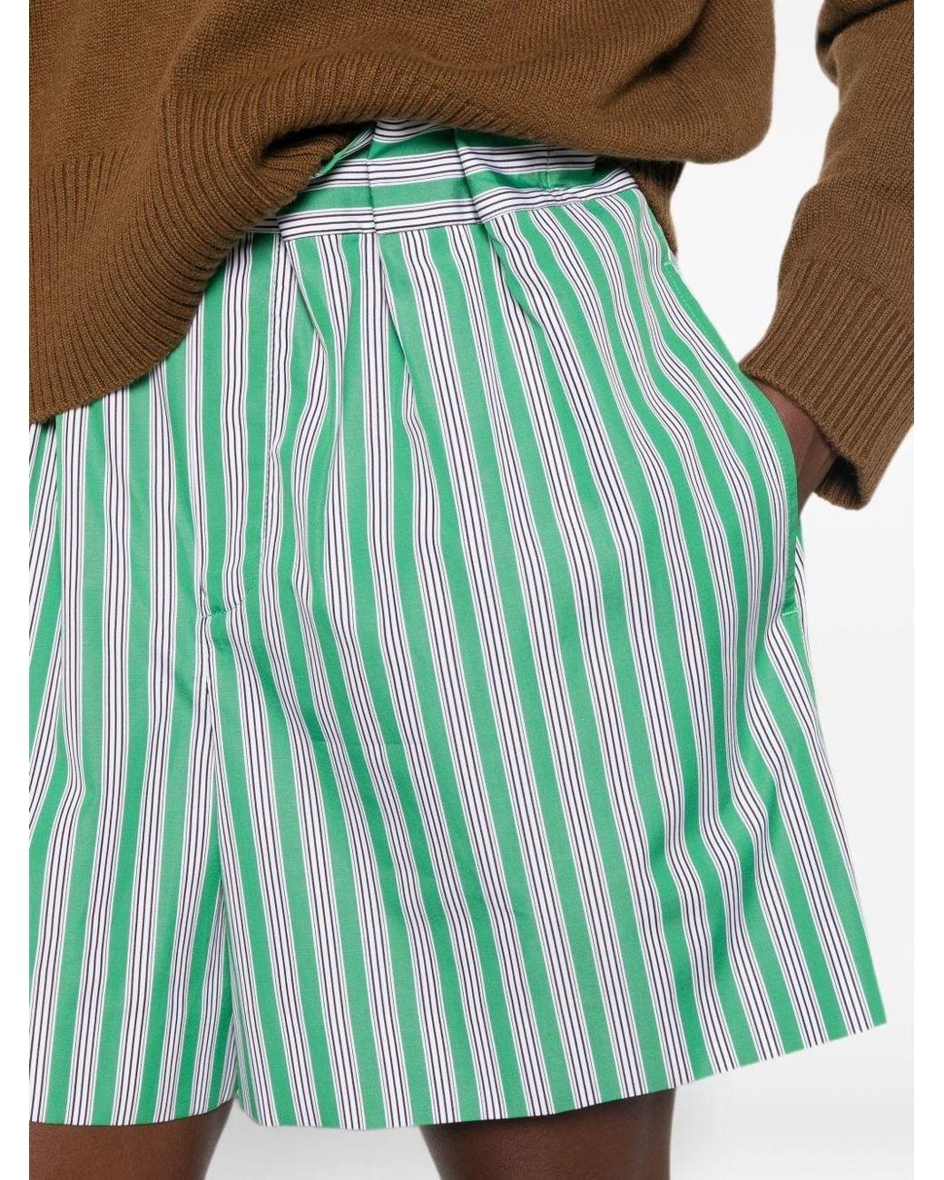Loewe Green Striped Cotton Shorts