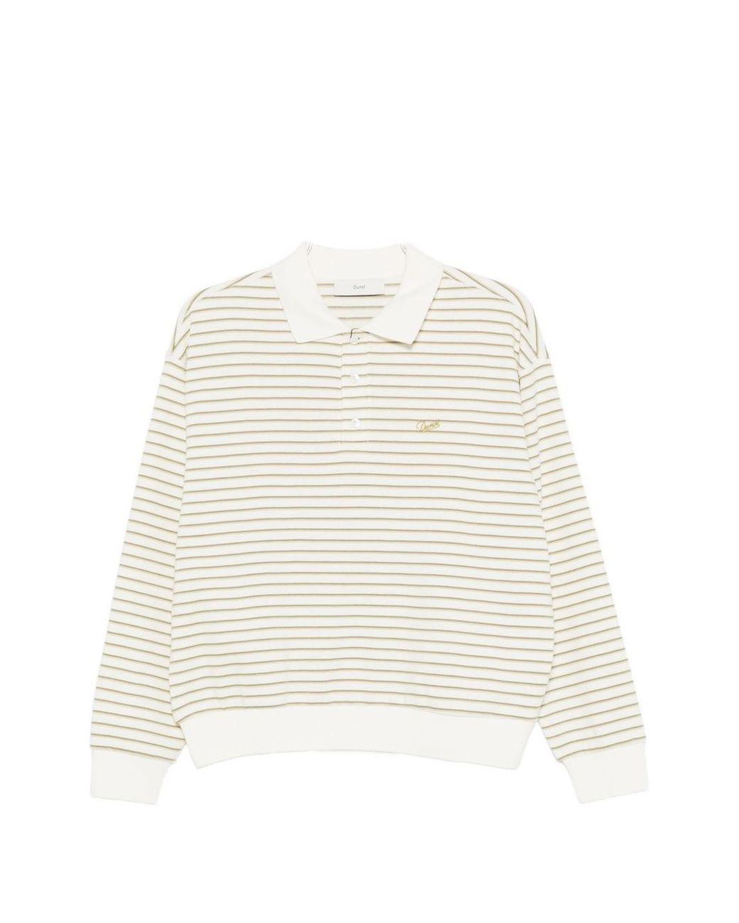 DUNST White Striped Cotton Polo Shirt