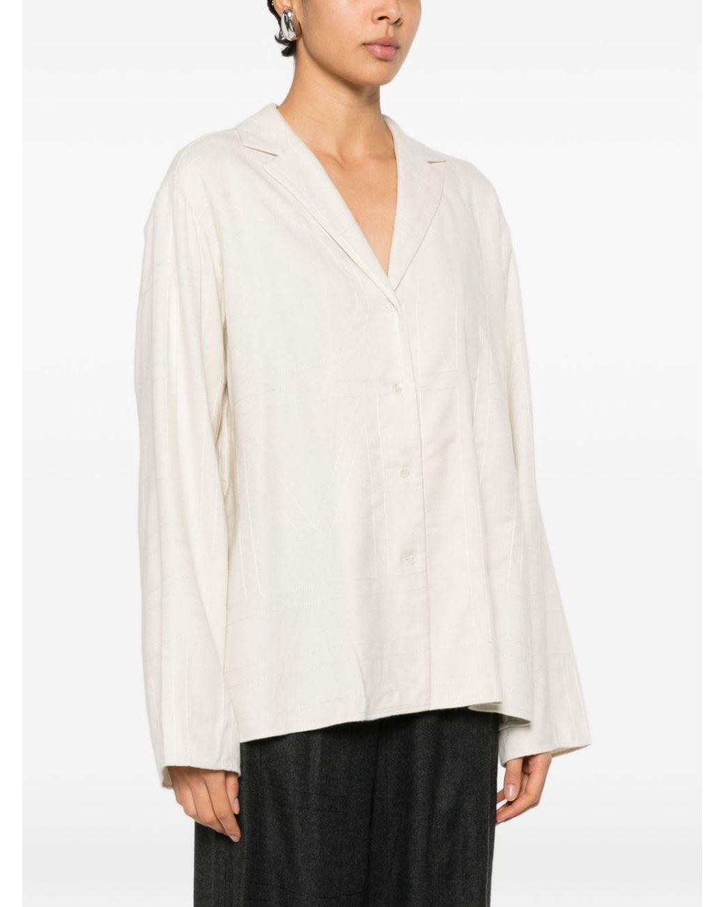 Totême White Monogram Pajama Shirt