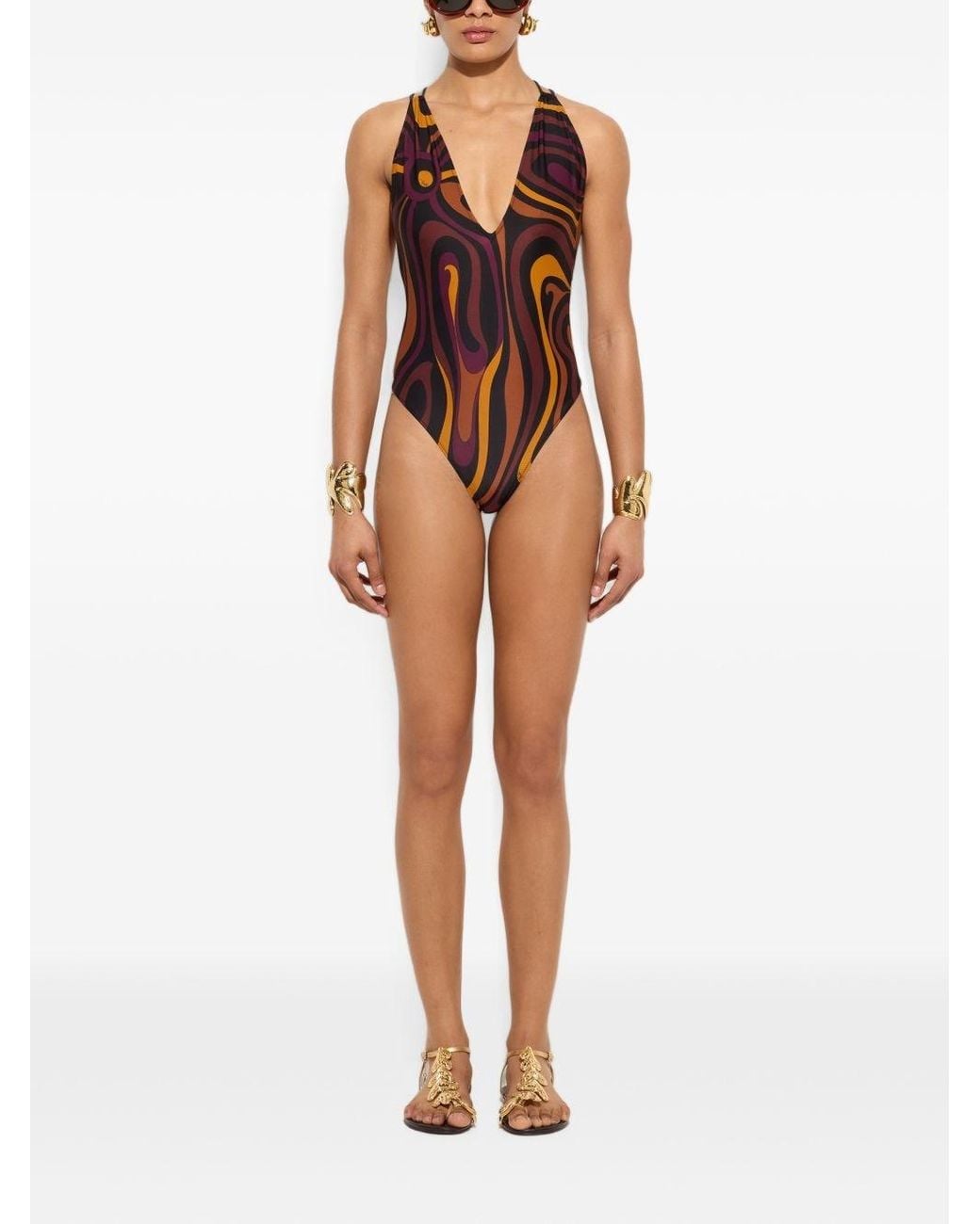 Emilio Pucci Brown One-Piece Swimsuit